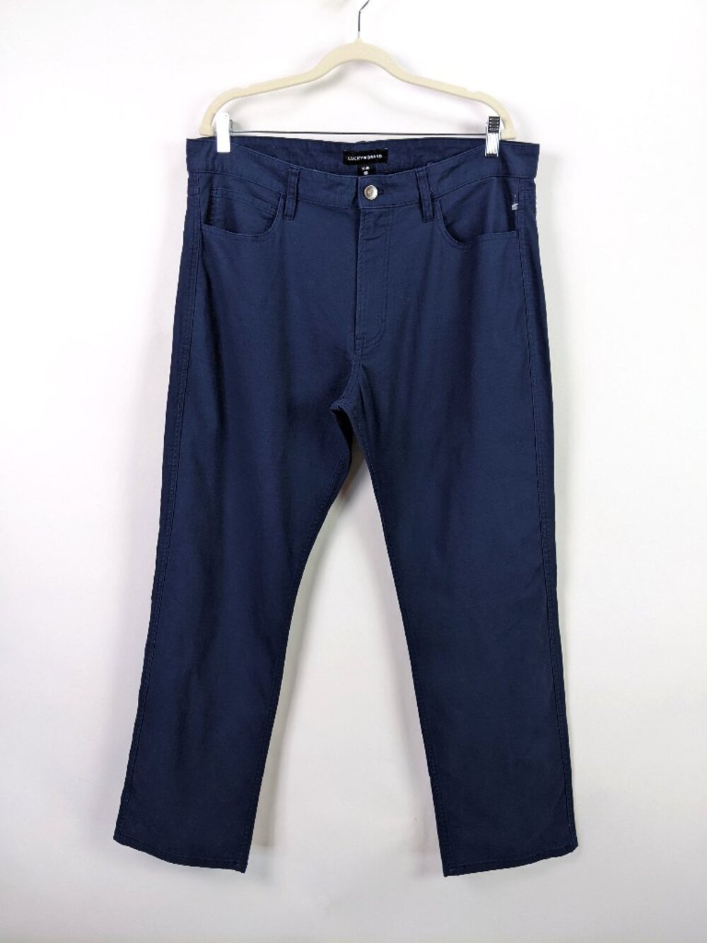 Lucky Brand Mens Navy Blue Straight Leg 5-Pocket Chino Pants Size 36x30
